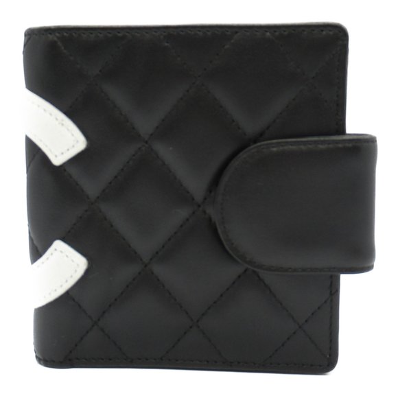 CHANEL Cambon Wallet Bi-fold Black White Leather - Picture 3 of 11